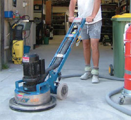 Mechanical grinding on garage floor